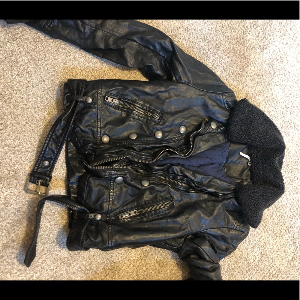 Black leather free people jacket